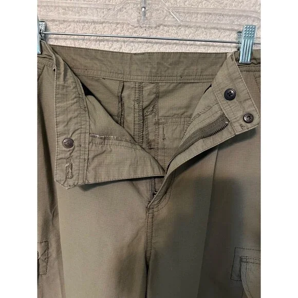 Hawke&Co Cargo Short Pants Mens 36 Solid Beige Mid Rise Zip Fly Pockets Casual - Picture 10 of 16